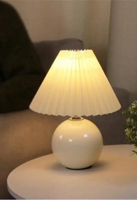 Stewehome Μοντέρνο Επιτραπέζιο Φωτιστικό Κρεμ Ομπρέλα με Ροζ Βάση