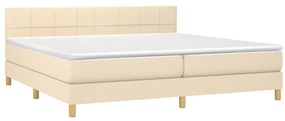 vidaXL Κρεβάτι Boxspring με Στρώμα Κρεμ 200x200 εκ. Υφασμάτινο