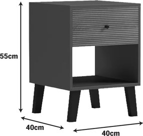 Κομοδίνο Tuscany pakoworld sonoma-ανθρακί 40x40x55εκ