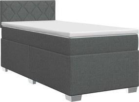 vidaXL Κρεβάτι box spring με στρώμα Σκούρο Γκρι 80 x 200 cm Ύφασμα