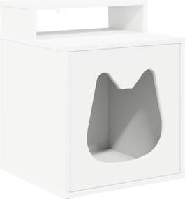 vidaXL Σπίτι Γάτας Λευκό 42,5 x 40 x 53,5 εκ Επεξεργασμένο Ξύλο