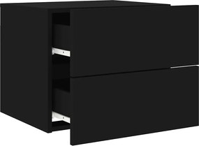 vidaXL Κομοδίνο Επιτοίχιο με Φώτα LED Μαύρο