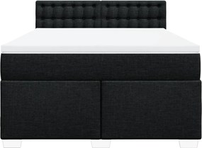 vidaXL Κρεβάτι Boxspring με Στρώμα Μαύρο 140x190 εκ. Υφασμάτινο