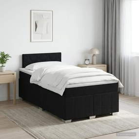 vidaXL Κρεβάτι box spring με στρώμα Μαύρο 120 x 200 cm Ύφασμα