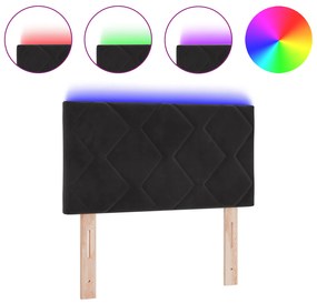 vidaXL LED Κεφαλάρι Σχέδιο Διαμαντιών Μαύρο 80 εκ. Βελούδο