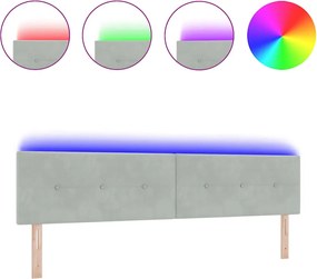 vidaXL LED κεφαλάρι Ανοιχτό γκρι 200 cm Πολυεστέρας