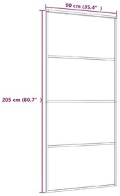 Συρόμενη Πόρτα Λευκή 90 x 205 εκ. από Γυαλί ESG / Αλουμίνιο - Λευκό