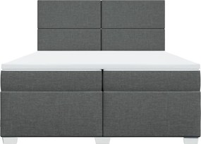 vidaXL Κρεβάτι Boxspring με Στρώμα Σκούρο Γκρι 200x200 εκ. Υφασμάτινο