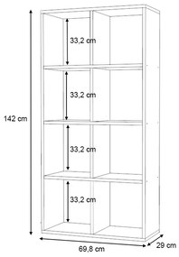 Βιβλιοθήκη Anser Megapap χρώμα φυσικό οξιάς 69,8x29x142εκ.