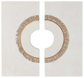 Διακόσμηση τοίχων Home ESPRIT Λευκό Φυσικό Κύκλους Scandi 120 x 6 x 120 cm (2 Τεμάχια)