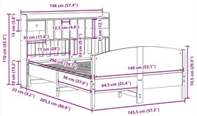 ΚΡΕΒΑΤΙ ΒΙΒΛΙΟΘΗΚΗ ΧΩΡΙΣ ΣΤΡΩΜΑ 140X200 ΕΚ ΜΑΣΙΦ ΞΥΛΟ ΠΕΥΚΟ 3323144