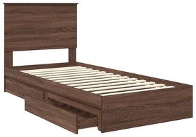 vidaXL Κρεβάτι Αποθήκης Καφέ δρυς 75 x 190 cm Επεξεργασμένο ξύλο