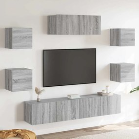 vidaXL Σετ Επίπλων Τηλεόρασης 7 Τεμ. Γκρι Sonoma Επεξεργασμένο Ξύλο