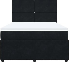 vidaXL Κρεβάτι Boxspring με Στρώμα Μαύρο 160x200 εκ. Βελούδινο