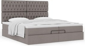 vidaXL Οθωμανικό κρεβάτι με στρώματα Taupe 200x200cm ύφασμα