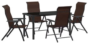 vidaXL Σέτ φαγητού για κήπο Ρυθμιζόμενο ύψος 5 pcs Καφέ Πολυ ράταν