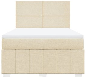 vidaXL Κρεβάτι Boxspring με Στρώμα Κρεμ 140x200 εκ. Υφασμάτινο