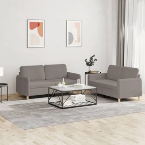 vidaXL Πολυθρόνες Σετ 2 Τεμαχίων Taupe από Ύφασμα με Μαξιλάρια