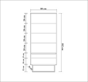 Βιβλιοθήκη Καρυδί / Μαύρο NUPRII 80x36x182