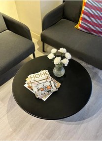 Stewehome Τραπεζάκι σαλονιού από MDF στρογγυλό μοντέρνο Μαύρο 80x80 cm