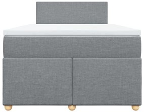 Κρεβάτι Boxspring με Στρώμα Ανοιχτό Γκρι 120x190 εκ. Υφασμάτινο - Γκρι