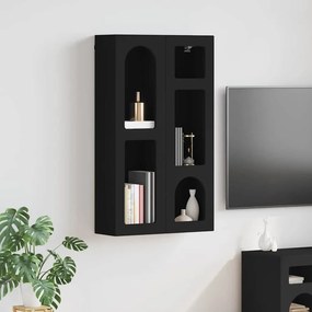 vidaXL Κρεμαστό ντουλάπι με ράφι Επιτοίχιο ELST Μαύρο 59 x 20 x 100 εκ