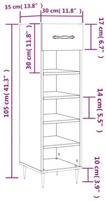 Παπουτσοθήκη Γκρι Σκυροδέματος 30x35x105 εκ. Επεξεργασμένο Ξύλο - Γκρι