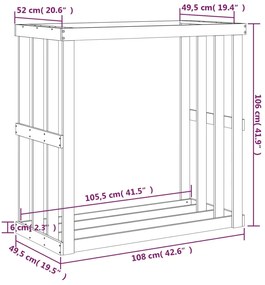 vidaXL Ξυλοθήκη Εξ. Χώρου Λευκή 108x52x106 εκ. από Μασίφ Ξύλο Πεύκου