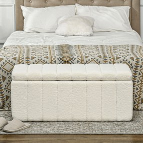 Ταπετσαρισμένη τραπεζαρίας, τραπεζαρία με αποθηκευτικό χώρο, χωρητικότητα έως 120kg, 102x45x46cm, Κρεμ λευκό