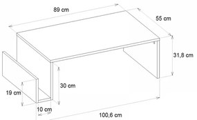 Τραπεζάκι σαλονιού Regnar Megapap χρώμα sapphire oak 100,6x55x31,8εκ.
