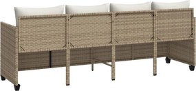 vidaXL Ξαπλώστρα Μπεζ από Συνθετικό Ρατάν με Μαξιλάρια