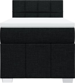 vidaXL Κρεβάτι Boxspring με Στρώμα Μαύρο 90x190 εκ.Υφασμάτινο