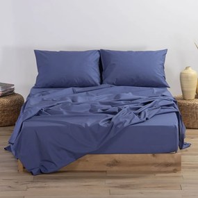 Σεντόνι Με Λάστιχο Basic Indigo Nef-Nef Single 100x200cm Με Λάστιχο 100% Βαμβάκι