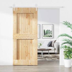 vidaXL Συρόμενη Πόρτα Φυσικό και Λευκό 90 x 210 cm