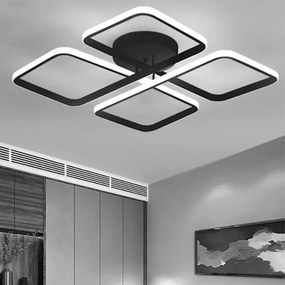 Stewehome Πλαφονιέρα Nova Μαύρη Μοντέρνα LED Λευκού Φωτισμού 50x10x10 cm