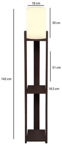 Φωτιστικό δαπέδου Verma I Megapap E27 Mdf/ύφασμα Pvc χρώμα wenge - κρεμ 18,5x18,5x142εκ.