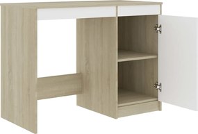 vidaXL Γραφείο Λευκό / Sonoma Δρυς 100 x 50 x 76 εκ. από Μοριοσανίδα