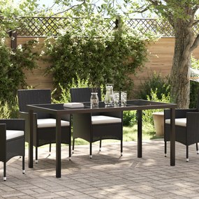 vidaXL Τραπέζι Κήπου Μαύρο 160x80x73 εκ. Θρυμματισμένο Γυαλί
