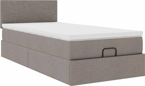 vidaXL Οθωμανικό κρεβάτι με στρώμα &amp; LEDs Taupe 90x190cm ύφασμα