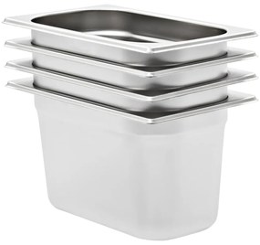 vidaXL Λεκάνες Gastronorm 4 τεμ. GN 1/4 150 χιλ. από Ανοξείδωτο Ατσάλι