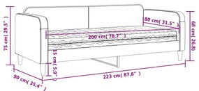 Καναπές Κρεβάτι με Στρώμα Μαύρο 80 x 200 εκ. Υφασμάτινο - Μαύρο