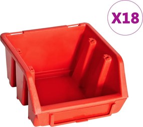 vidaXL Σκαφάκια Αποθήκευσης Σετ 32 τεμ. Κόκκινα/Μαύρα με Πάνελ Τοίχου