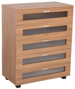 CHEST OF DRAWERS THORGAN  MELAMINE IN SONAMA-5 DRAWERS 80Χ40Χ100Hcm.