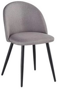 Καρέκλα Bella ΕΜ757,10 50x57x81cm Black Sand Grey Σετ 4τμχ Μέταλλο,Ύφασμα