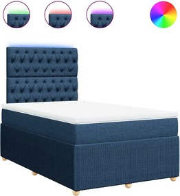 vidaXL Κρεβάτι Boxspring με Στρώμα Μπλε 120x200 εκ. Υφασμάτινο