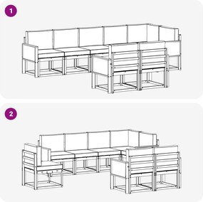 vidaXL Σειρά Καναπέ Εξωτερικού 8 pcs Φυσικό και Μπεζ Πολυεστέρας