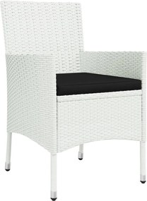 vidaXL Σετ Τραπεζαρίας Κήπου 5 Τεμαχίων Λευκό Συνθ. Ρατάν με Μαξιλάρια