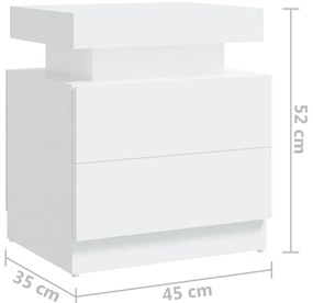 vidaXL Κομοδίνο Λευκό 40 x 35 x 52 εκ. από Επεξεργ. Ξύλο
