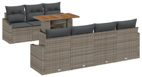 vidaXL Σετ καναπέ 8 τεμαχίων με μαξιλάρια Γκρι Πολυ Ρατάν