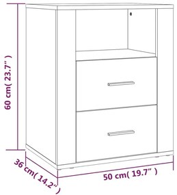 Κομοδίνο Λευκό 50 x 36 x 60 εκ. από Επεξεργασμένο Ξύλο - Λευκό